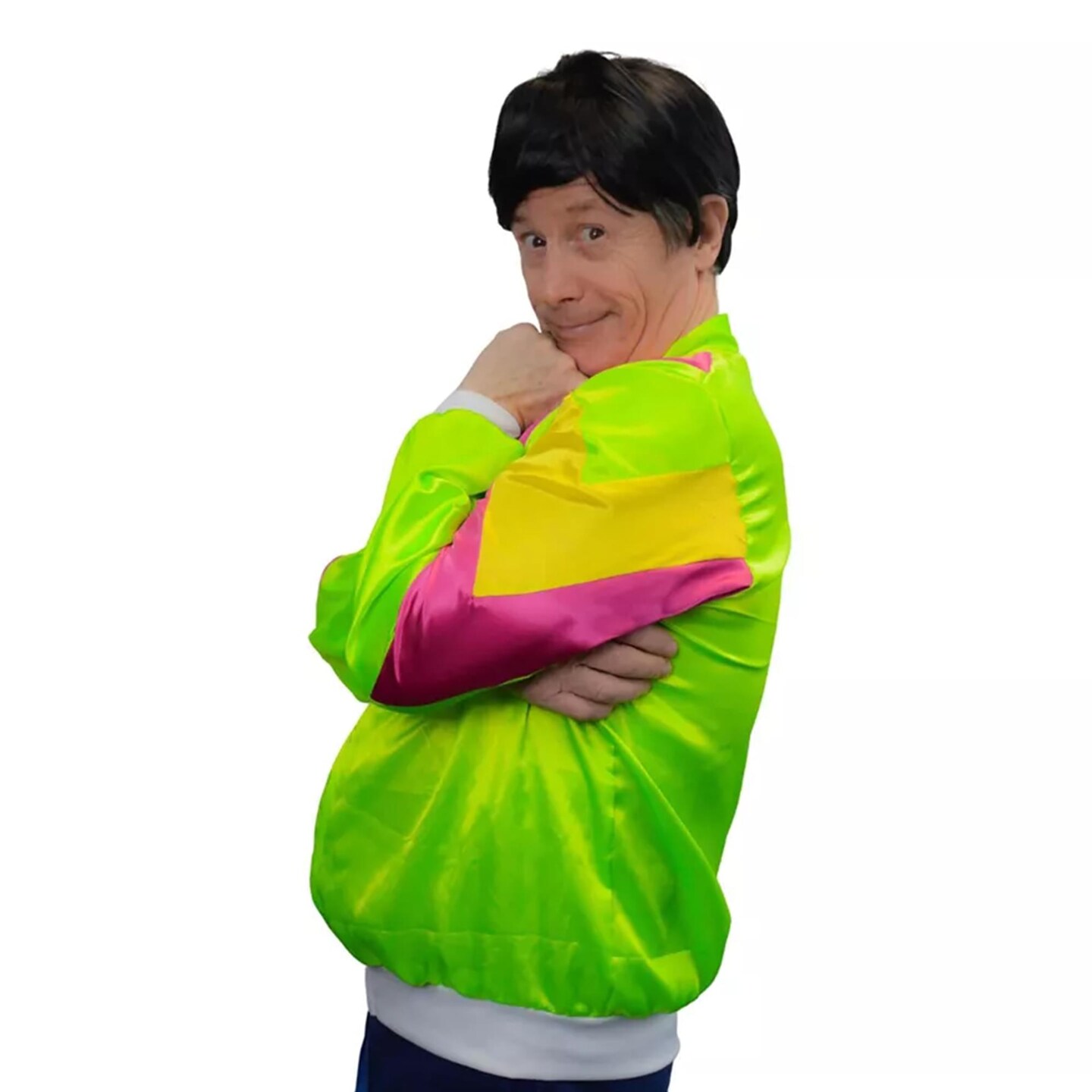 Guys 80 s Windbreaker Set Includes Wig Michaels