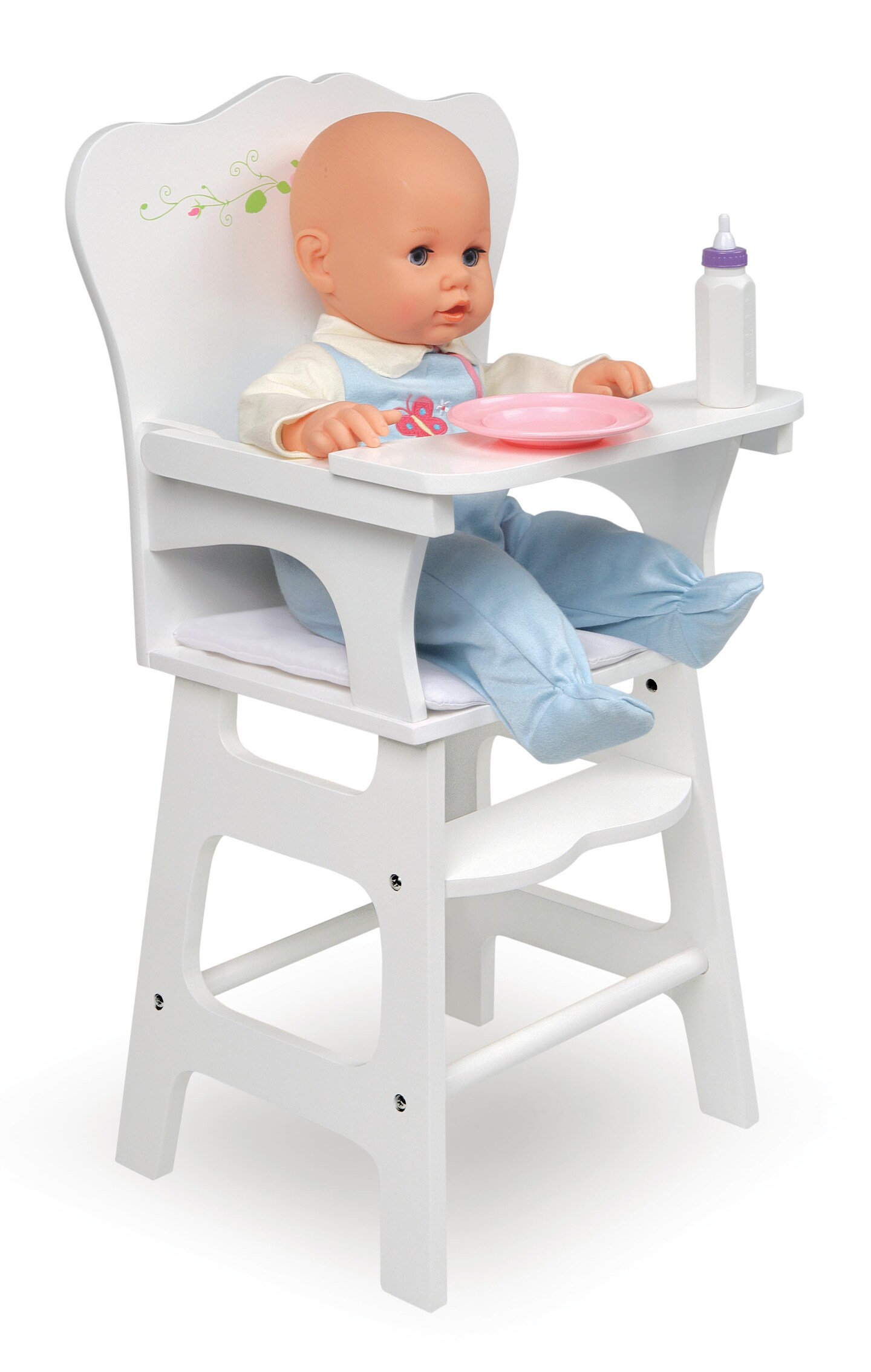 Badger Basket Doll High Chair with Padded Seat - White Rose