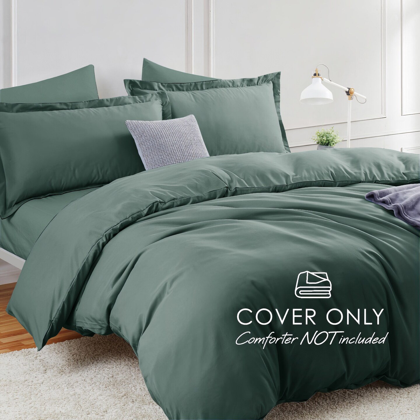 Hearth & Harbor Duvet Cover With Fitted Sheet Soft Double Brushed Bedding Set