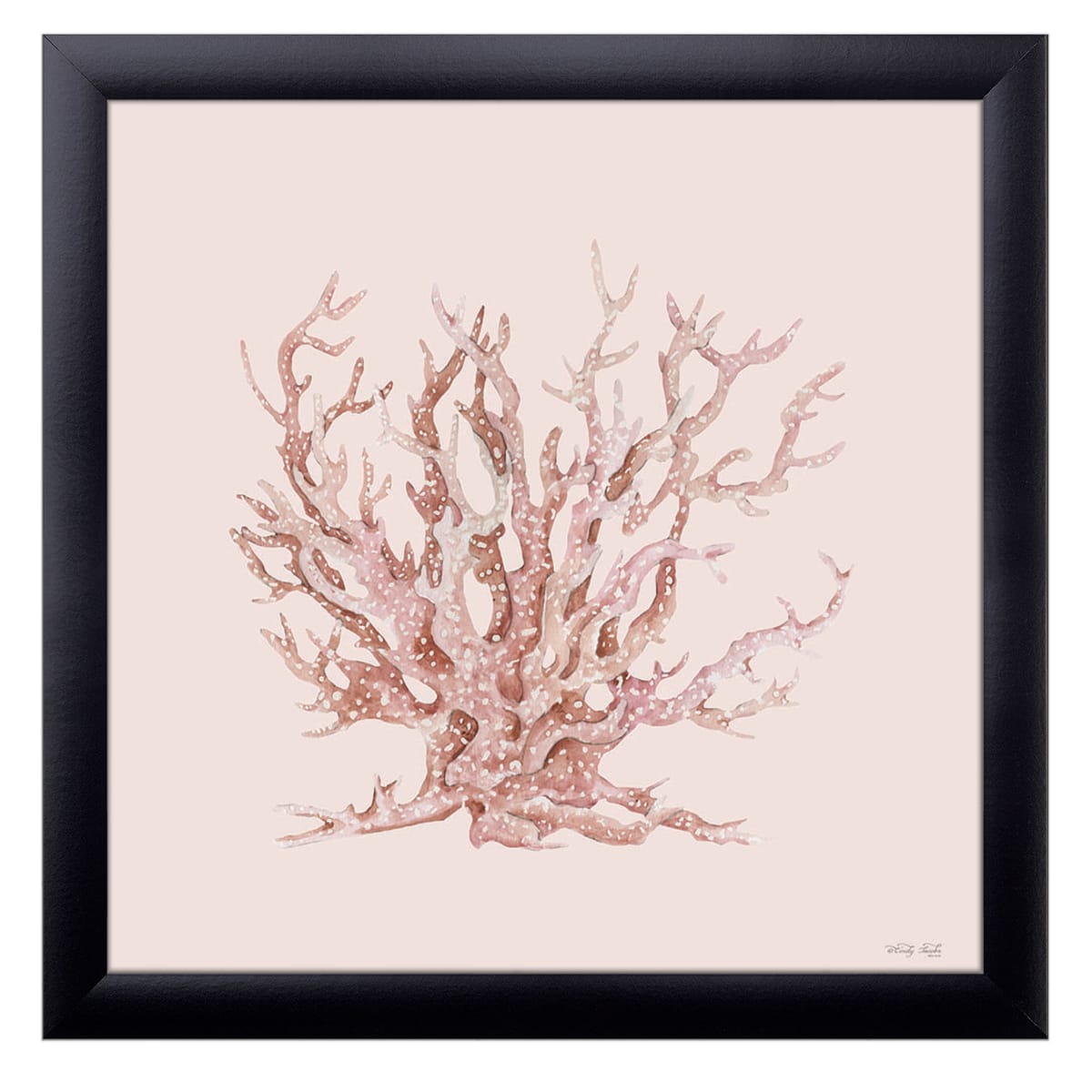 12" x 12" Pink Coral II Framed Wall Art, Contemporary Nature Home Décor, Glass Facing and Hanging Hardware Included