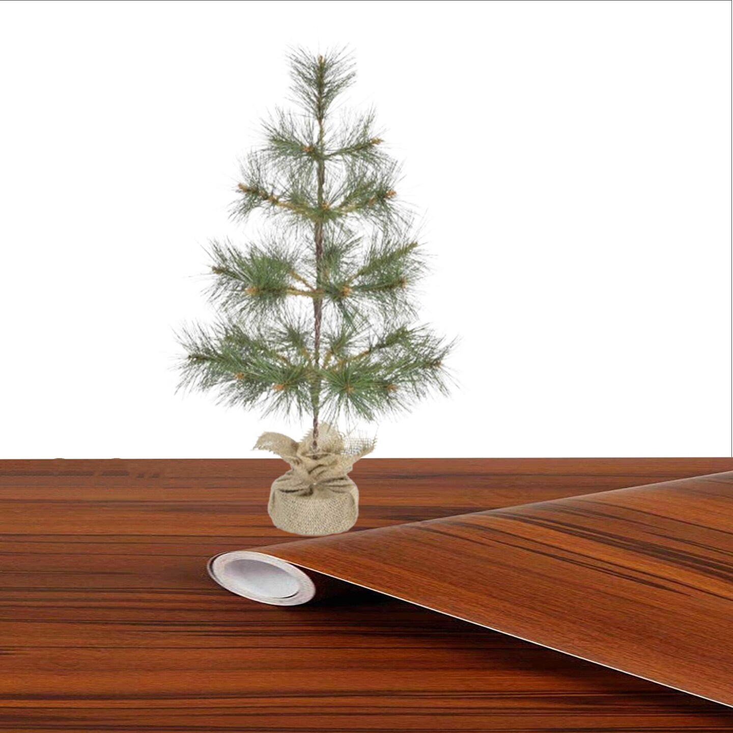 24 Inch Tabletop Pine Christmas Tree with Burlap Base Rustic Holiday Decor