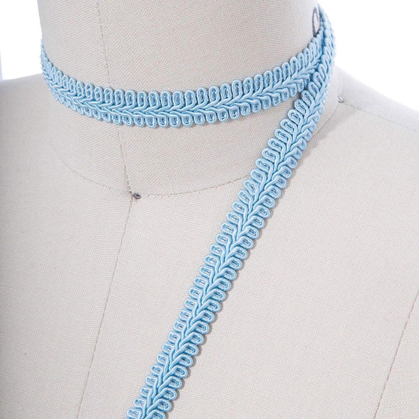 2 Yard 5/8" Baby Blue Upholstery Gimp Trim Elegant French Braid for Victorian Inspired Home Décor