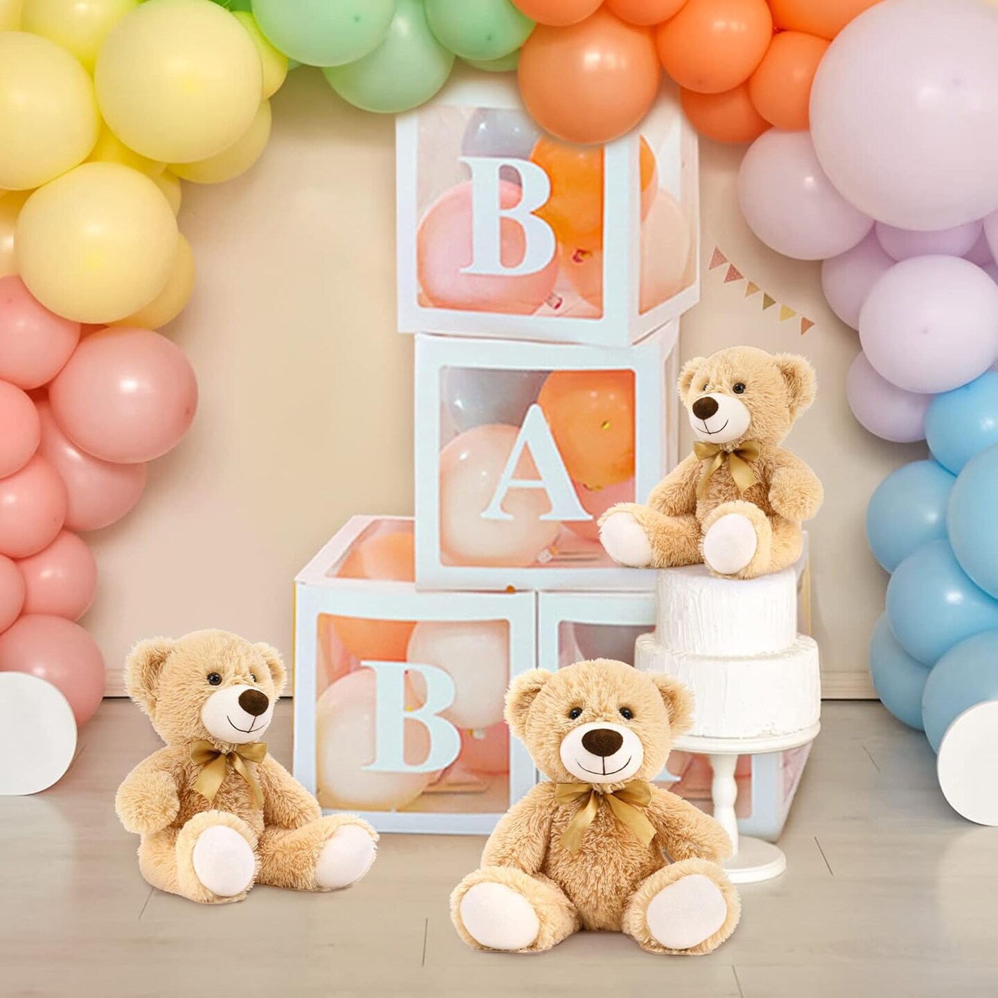 Bulk Teddy Bear Baby Shower, 10 Packs Small Teddy Bear Stuffed Animals in Bulk,13.5&#x22;