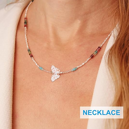 Butterfly Beads, 100Pcs Crystal Butterfly Beads Translucent Czech Glass Beads