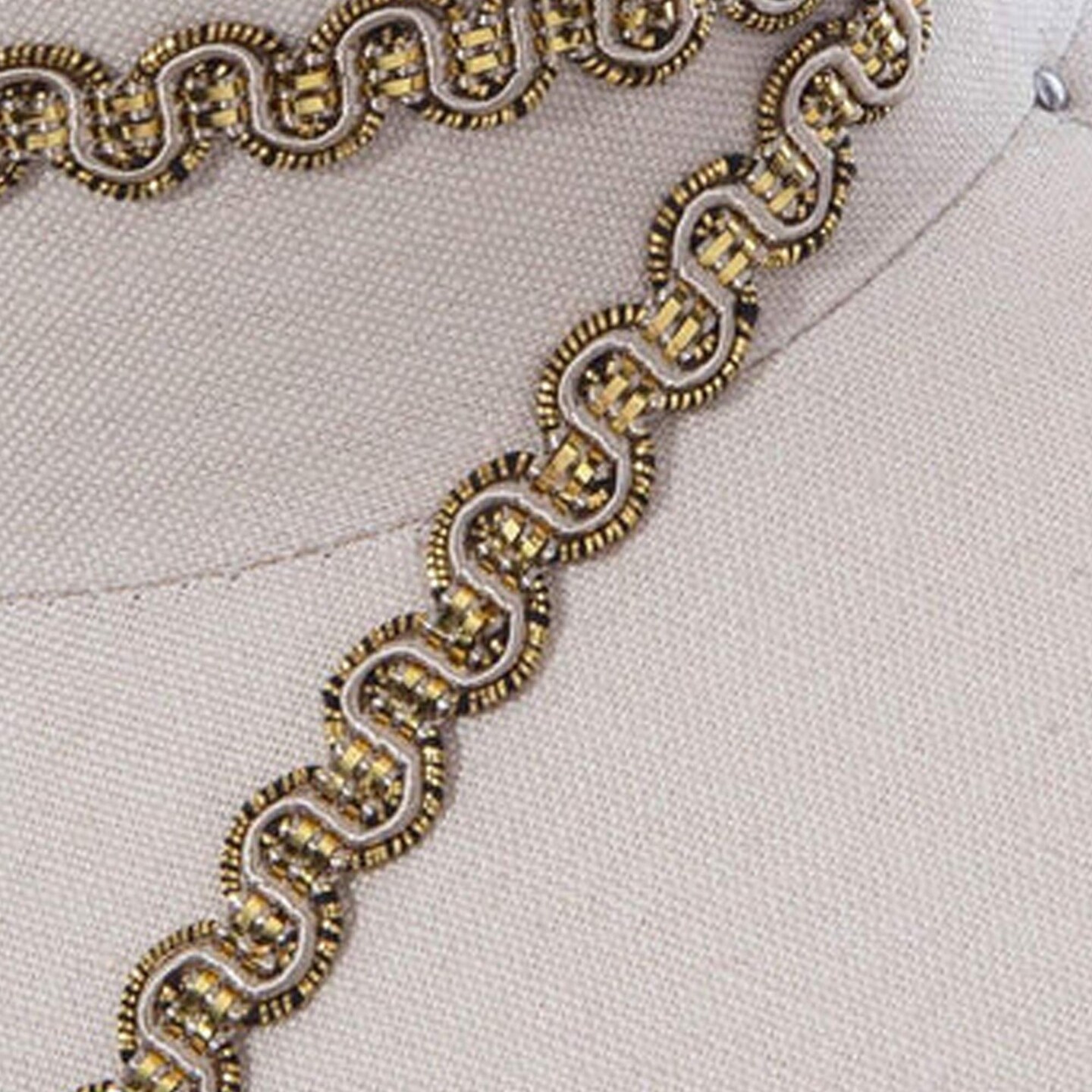 2 Yards 3/8 Inch Beige and Gold Gimp Trim for Upholstery Drapery and Home Decoration