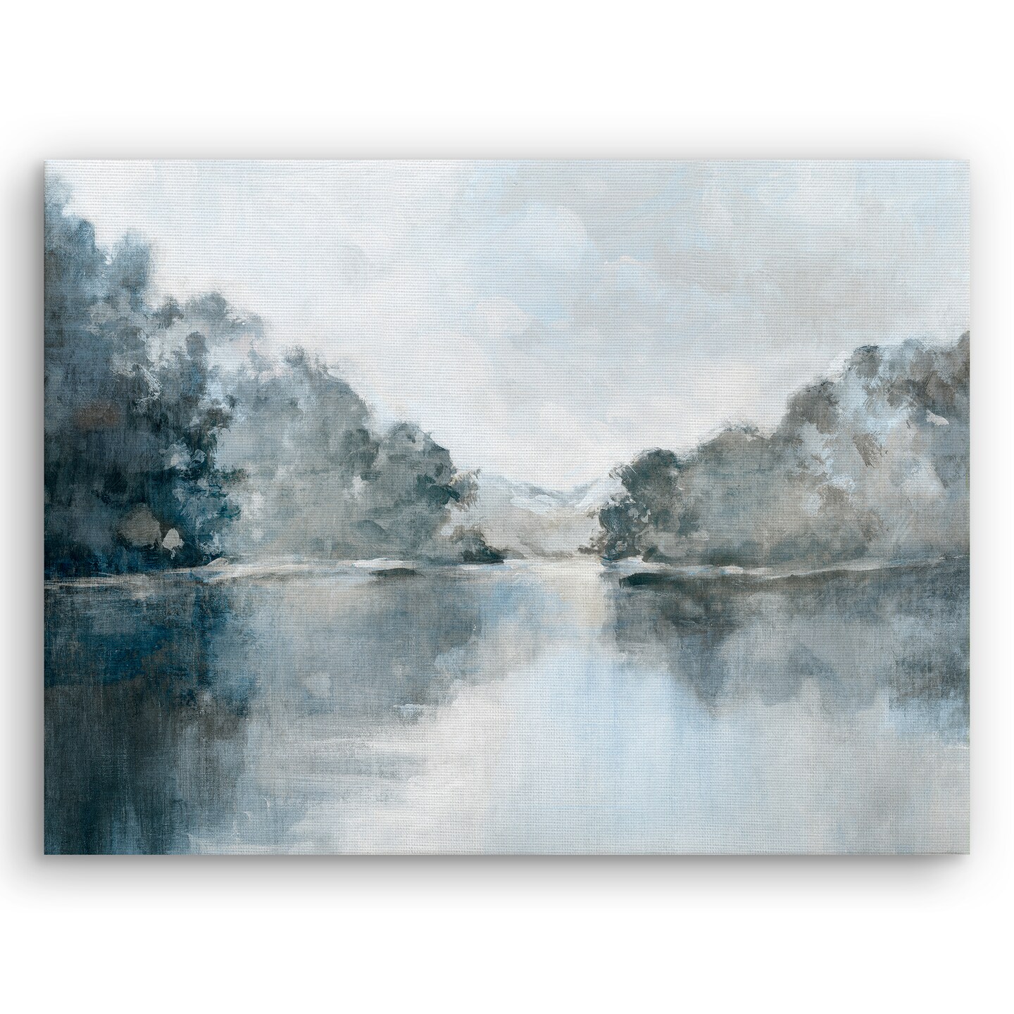 Americanflat Canvas Wall Art Featuring Blue, Grey, Green and White Tones - Gallery Wrap - Lake Landscape Wall Art