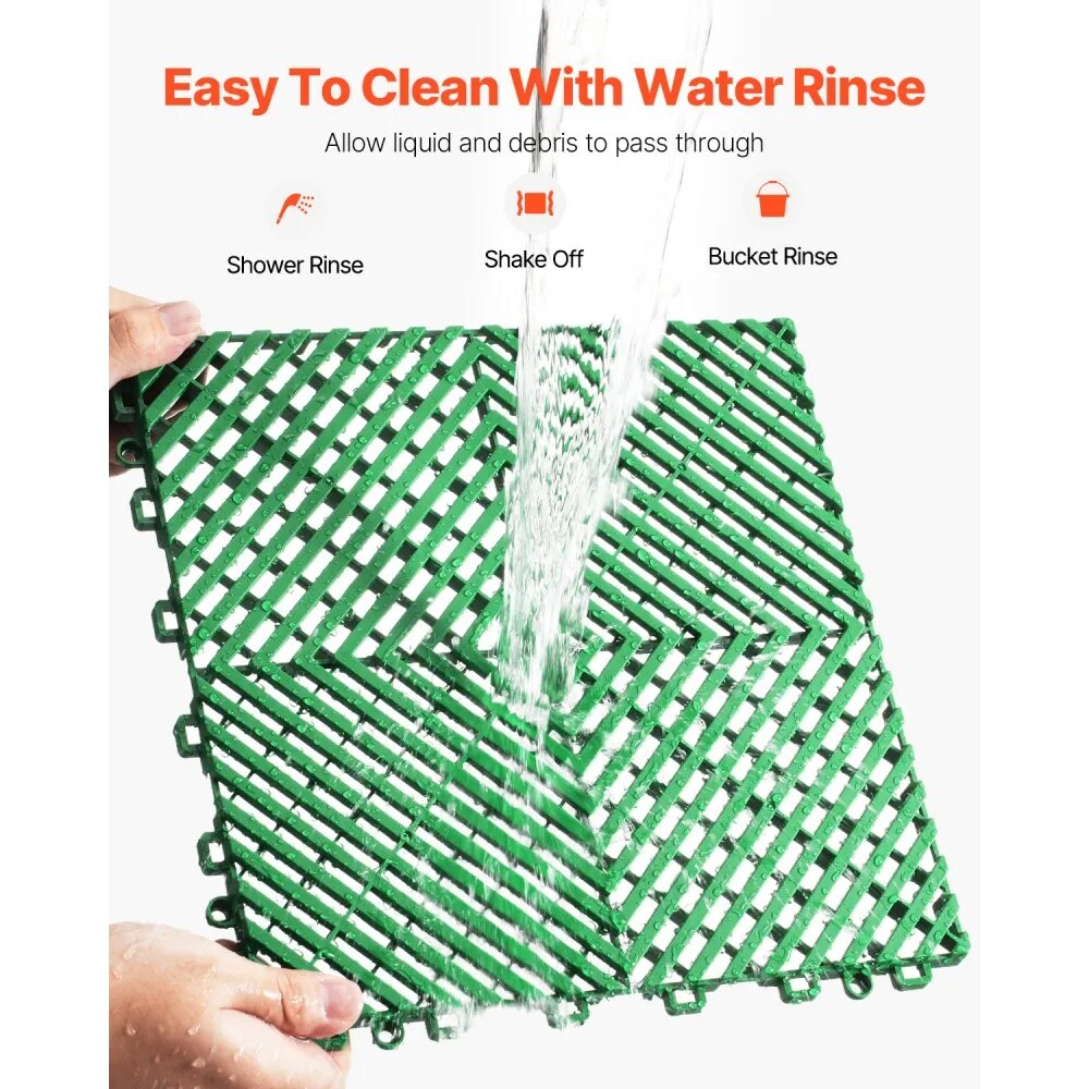 50-Piece Interlocking Drainage Mats 12"x12" Modular Non-Slip Floor Tiles Green for Kitchen & Outdoor