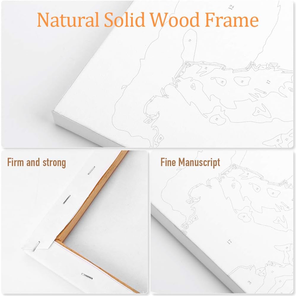 Paint by Numbers for Adults Beginner &#x26; Kids Ages 8-12 with Wooden Frame Easy Acrylic on Canvas 9x12 inch with Paints and Brushes, Moon Mushroom Forest Butterfly(Include Framed)