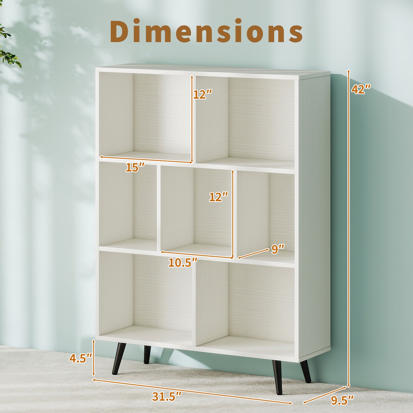 Engineered Wood Cube Bookcase with Metal Legs and Anti-Tip Kits
