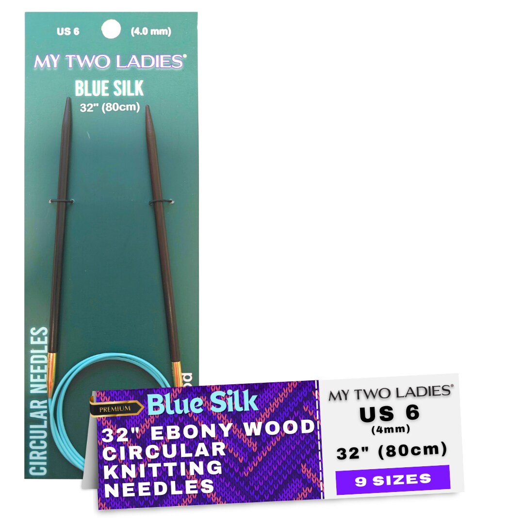 Blue Silk | 32" Circular Knitting Needles | Ebony | 9 Sizes