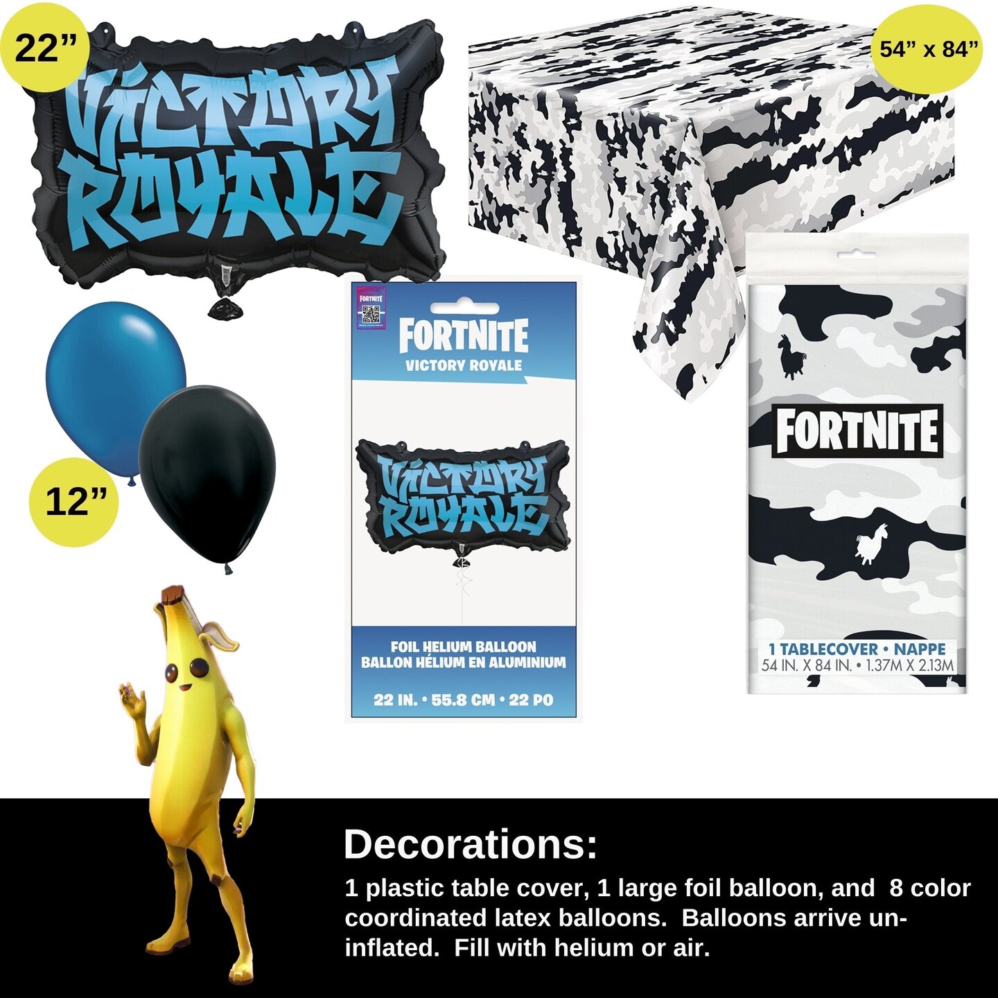 Fortnite Battle Royale Birthday Party Supplies Bundle | Fortnite Plates | Fortnite Napkins | Fortnite Tableware | Fortnite Balloons | Fortnite Decorations - Serves 16