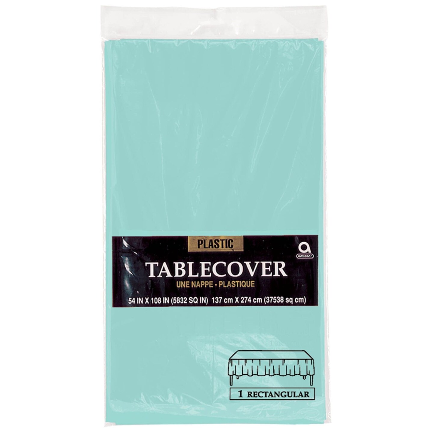 Robin's-egg Blue Rectangular Plastic Table Cover, 54" x 108"