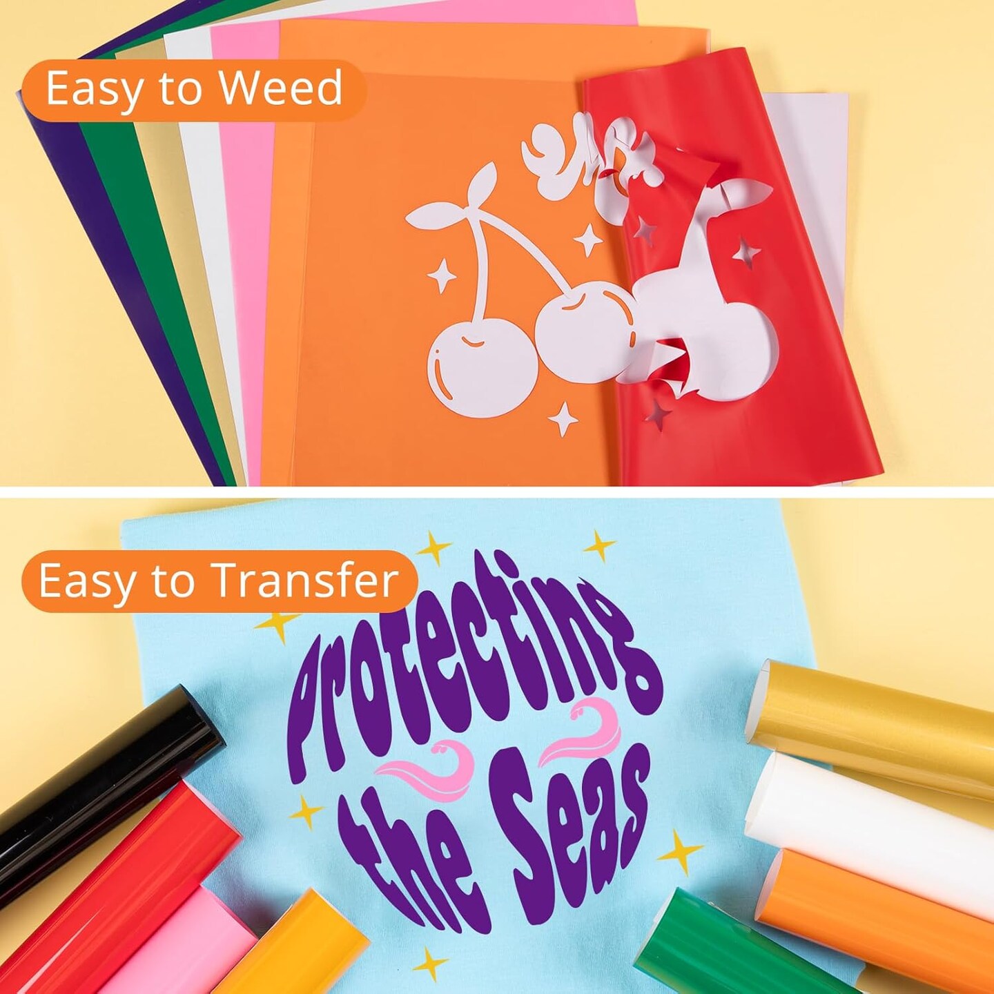 HTV Heat Transfer Vinyl Bundle: 80 Pack 12" x 10" (Multicolored)