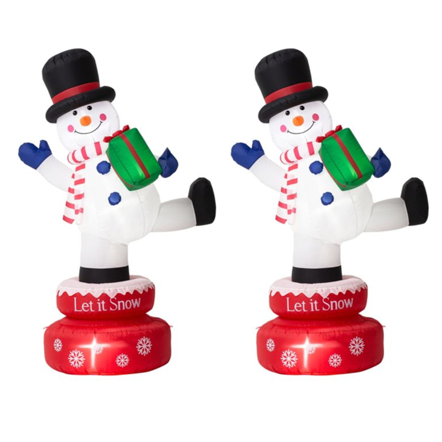 Set of 2 6FT Lighted Inflatable Rotating Snowman Décor