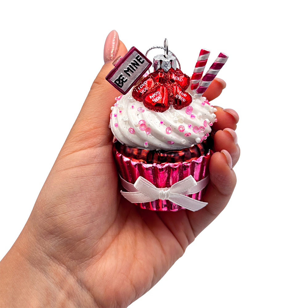 Romantic Cupcake Glass Ornament, Romantic Keepsake Christmas Decor
