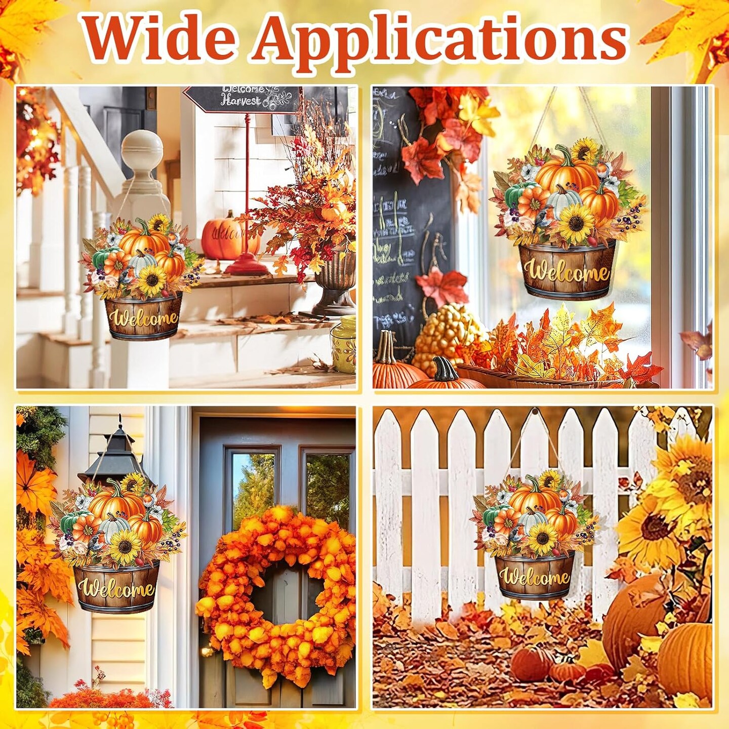 Fall Decoration Welcome Wreaths(Fall Barrel)