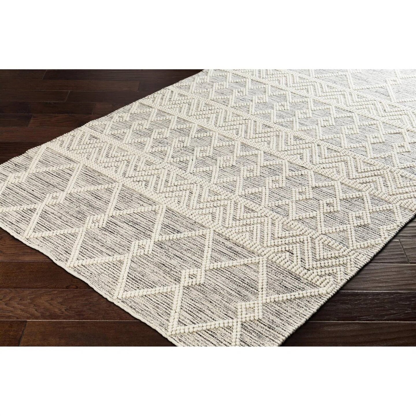 Grey Beige Persian Rug 5x7.5 ft Hand Woven Wool Blend Area Rug