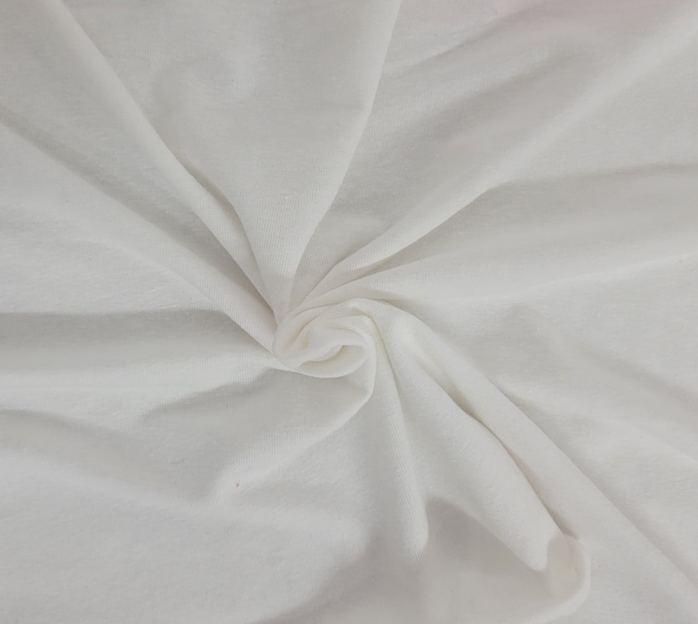 1 Yard White Hemp Cotton Recycled Poly Spandex Jersey Knit Fabric