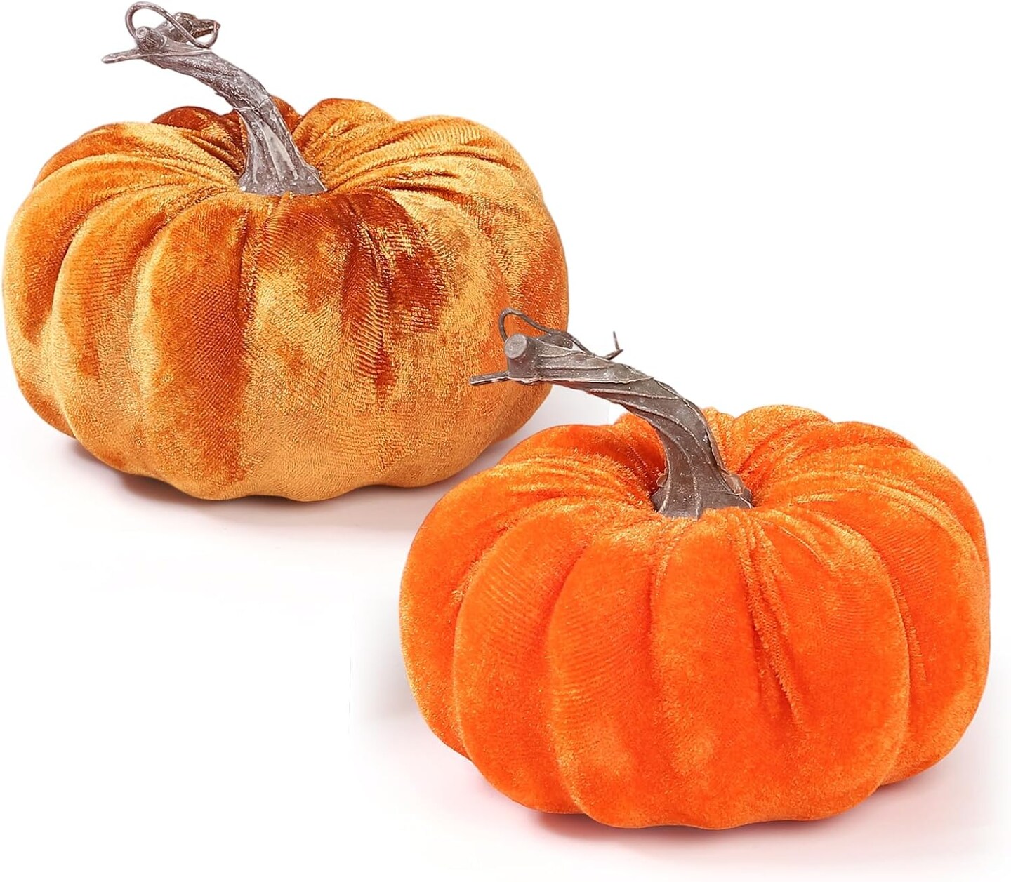 2pcs Velvet Fake Pumpkins Fall Harvest Fabric Foam Pumpkin Thanksgiving Halloween Decor