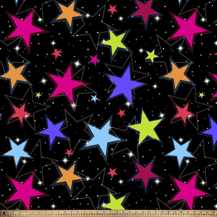 Stars Colorful Night Anti-Pill Premium Fleece Fabric | By The Yard