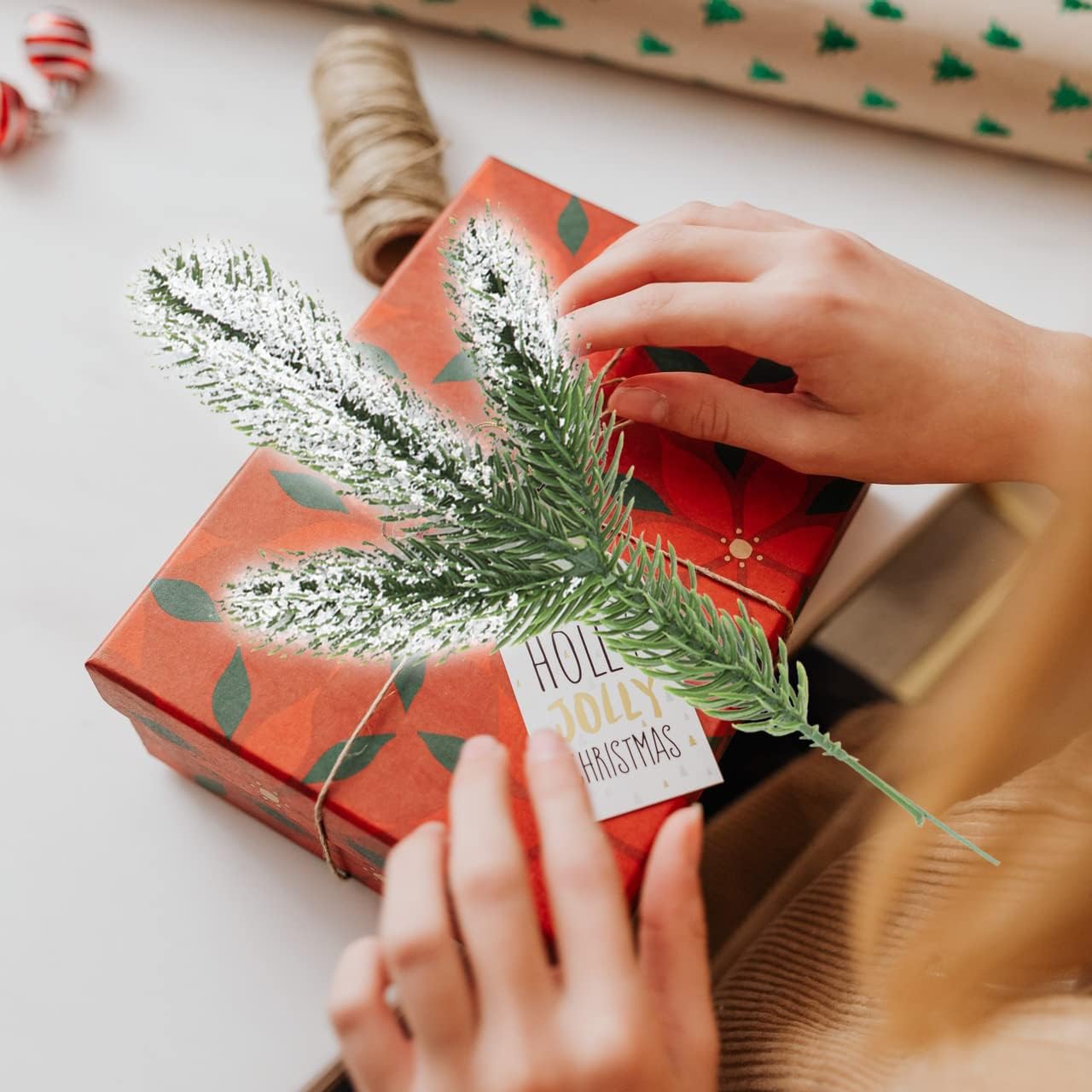 Artificial Pine Needles Branches Sprigs (Green)