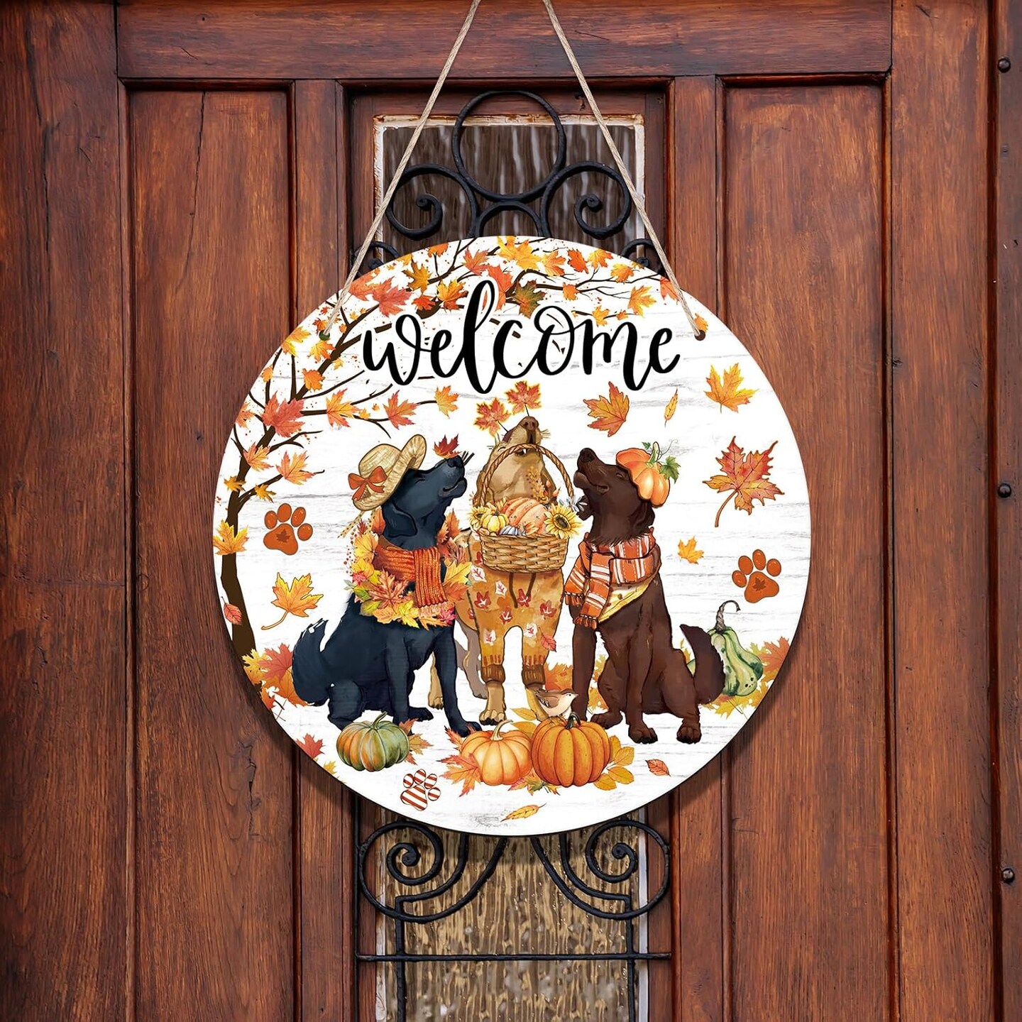 Fall Door Decorations Wooden(Multicolored)
