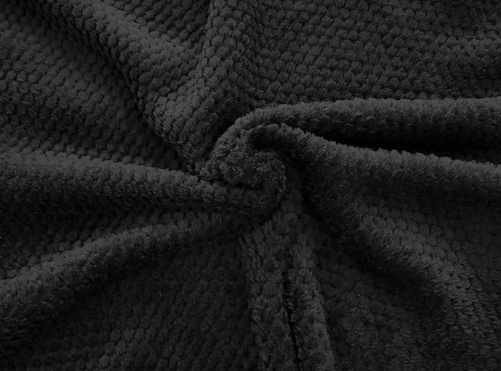 1 Yard Black Dimple Dot Minky Sherpa Fabric for Blankets, Baby Items, and Loungewear