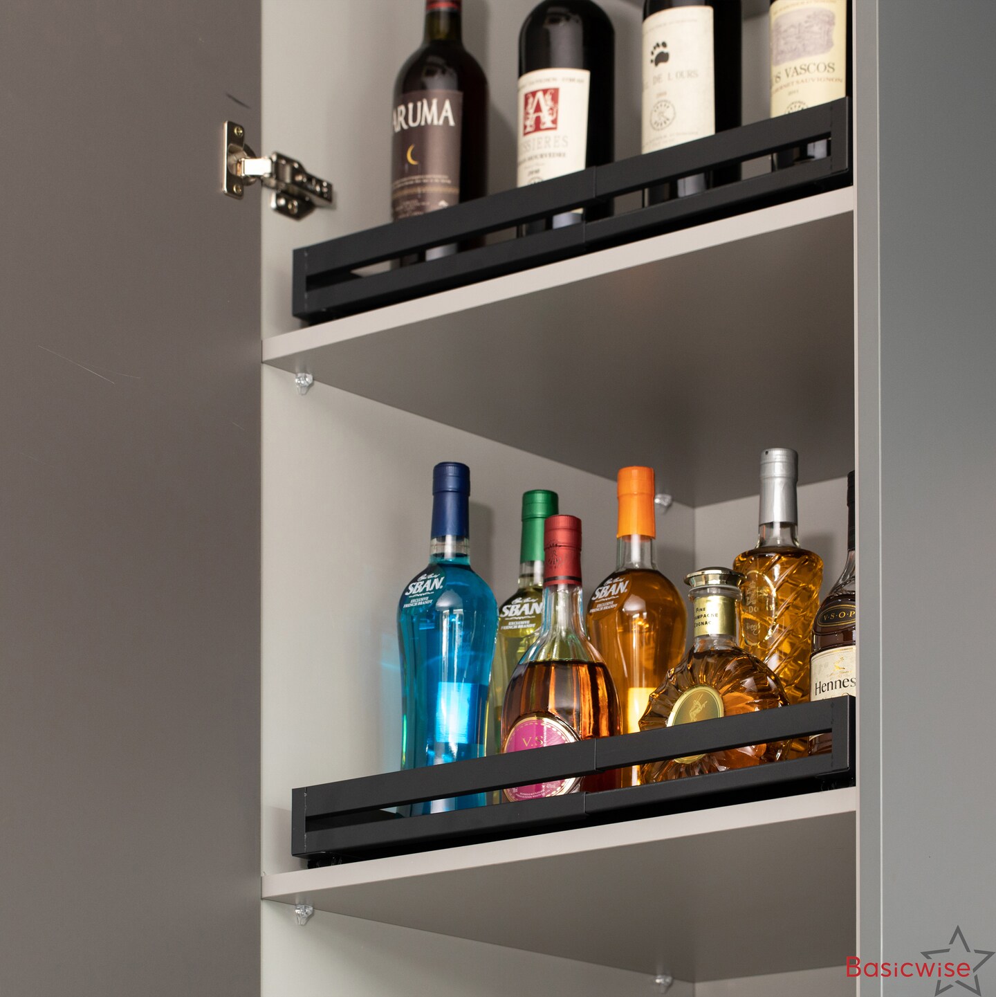 Basicwise Expandable Deep Drawer Organizer Adjustable Pull-Out Cabinet Storage Tray for Kitchen Organization Ideal for Cookware Dinnerware Food Containers Utensils Bakeware & Pantry Essentials