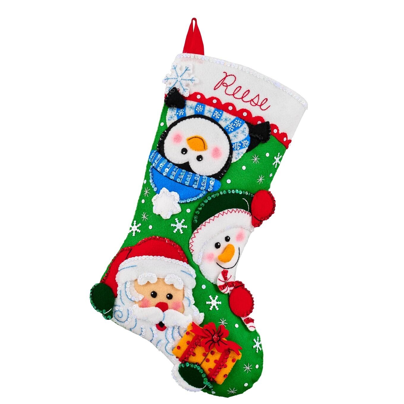 Bucilla Felt Stocking Applique Kit 18&#x22; Long-Curious Christmas Crew