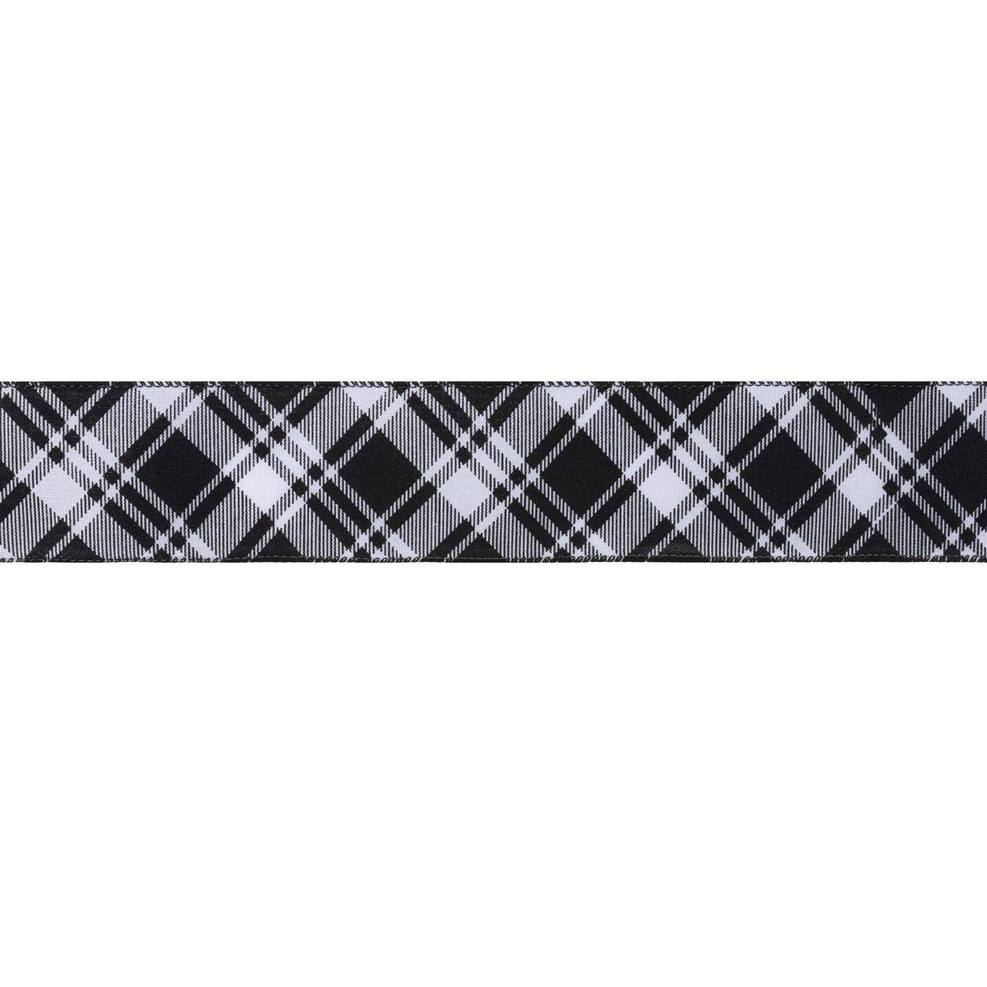 LaRibbons 2 1/2" Wired Ribbon | Black White Bias Plaid | 10 Yard Roll