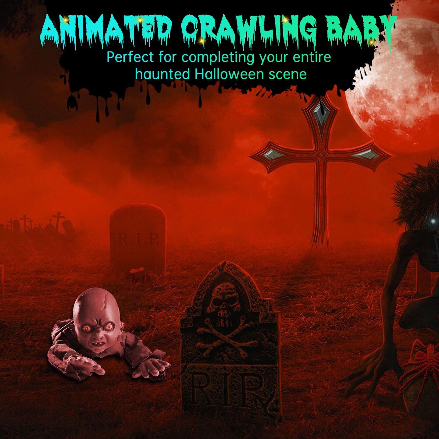 Plastic Skeleton 30.5 Inches Lifelike Zombie Baby Animated Decoration