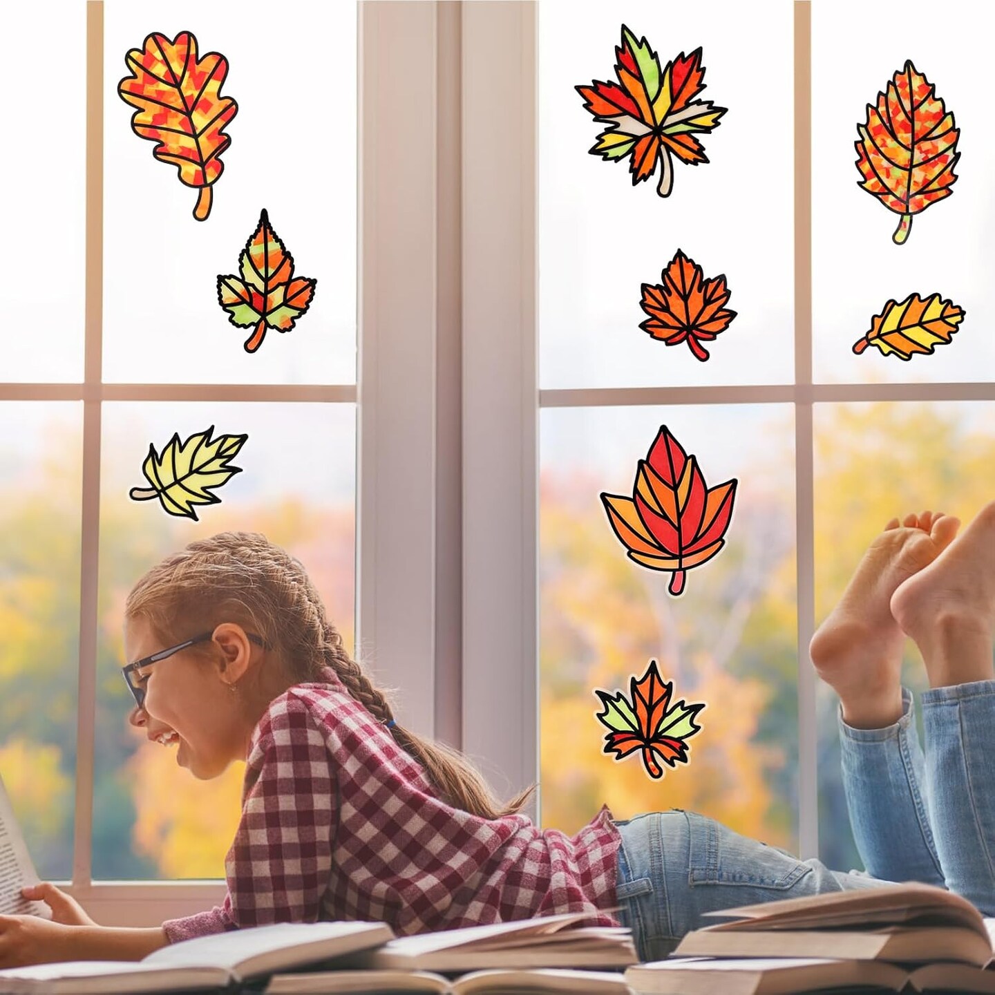 12 Pack Maple Leaf Craft for Kids Make You Fall Own Stained Glass