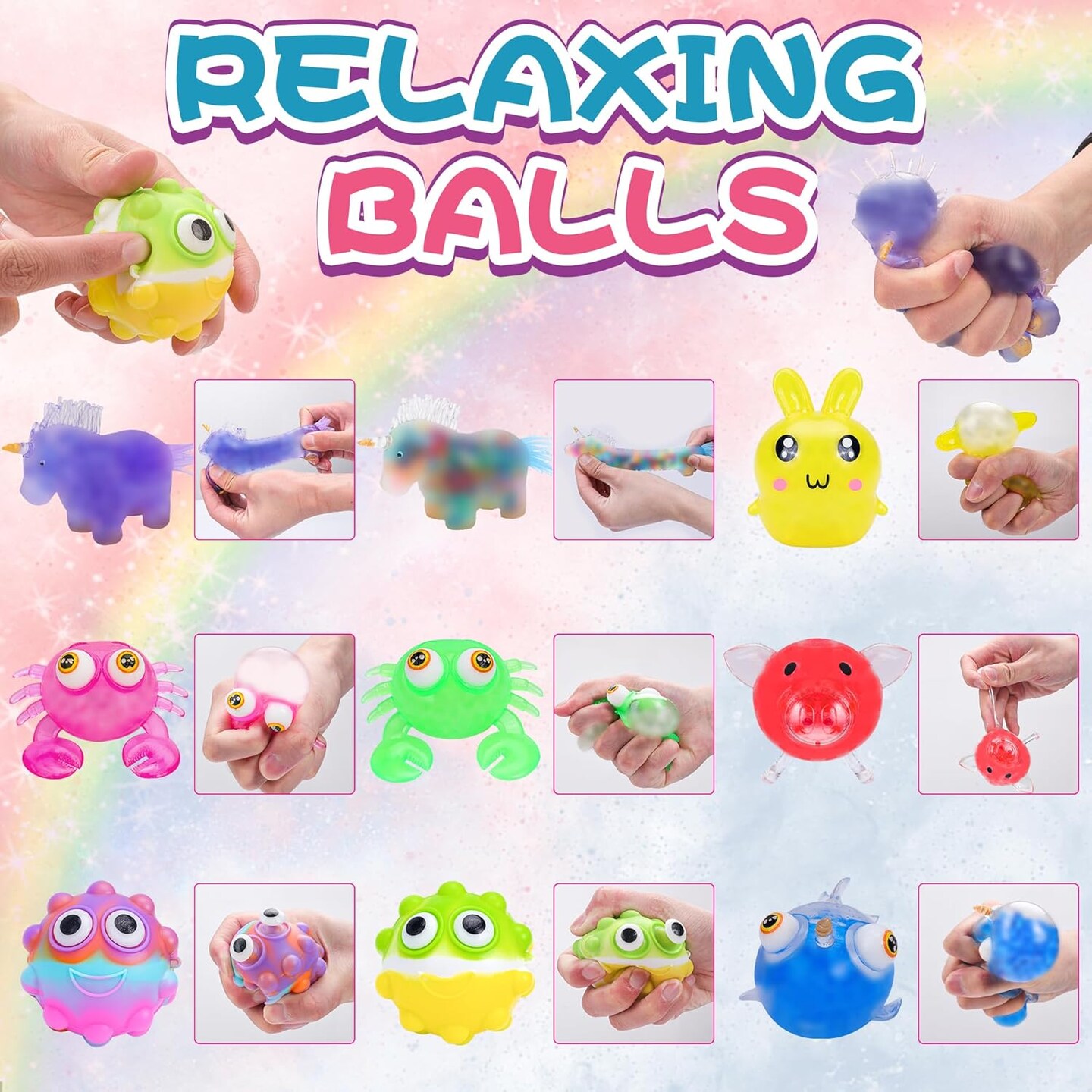 36-Pack Squishy Stress Balls – Fidget Squeeze Balls for Adults & Kids, Stress Relief Toys, Party Favors, Prize Box Fillers, Relaxation & Fun (36 PACKS Squeeze Balls)