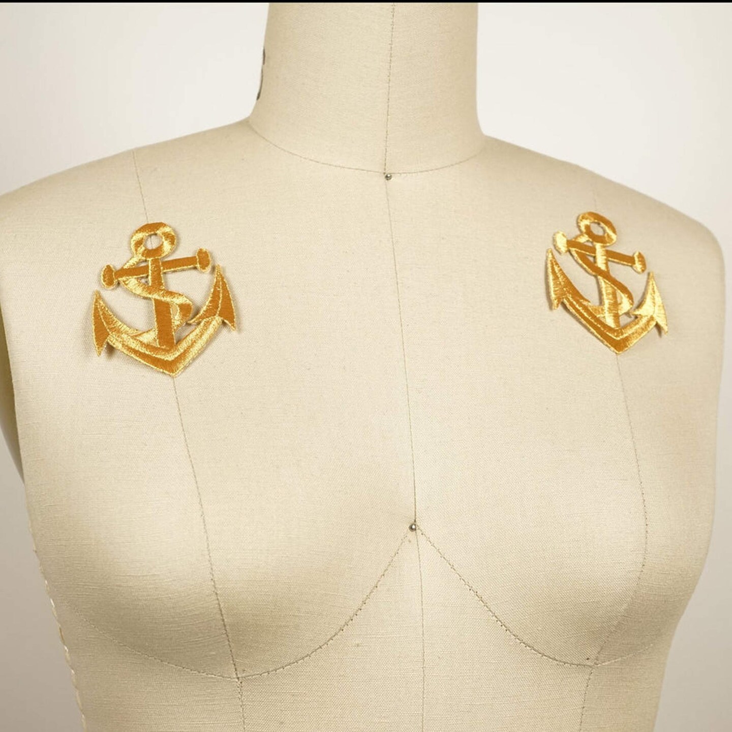 3" Gold Nautical Anchor Embroidery Patch with Iron On Backing Classic Sailor Patch