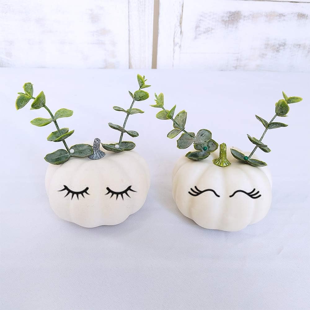 12 PCS Assorted Sizes White Artificial Pumpkins