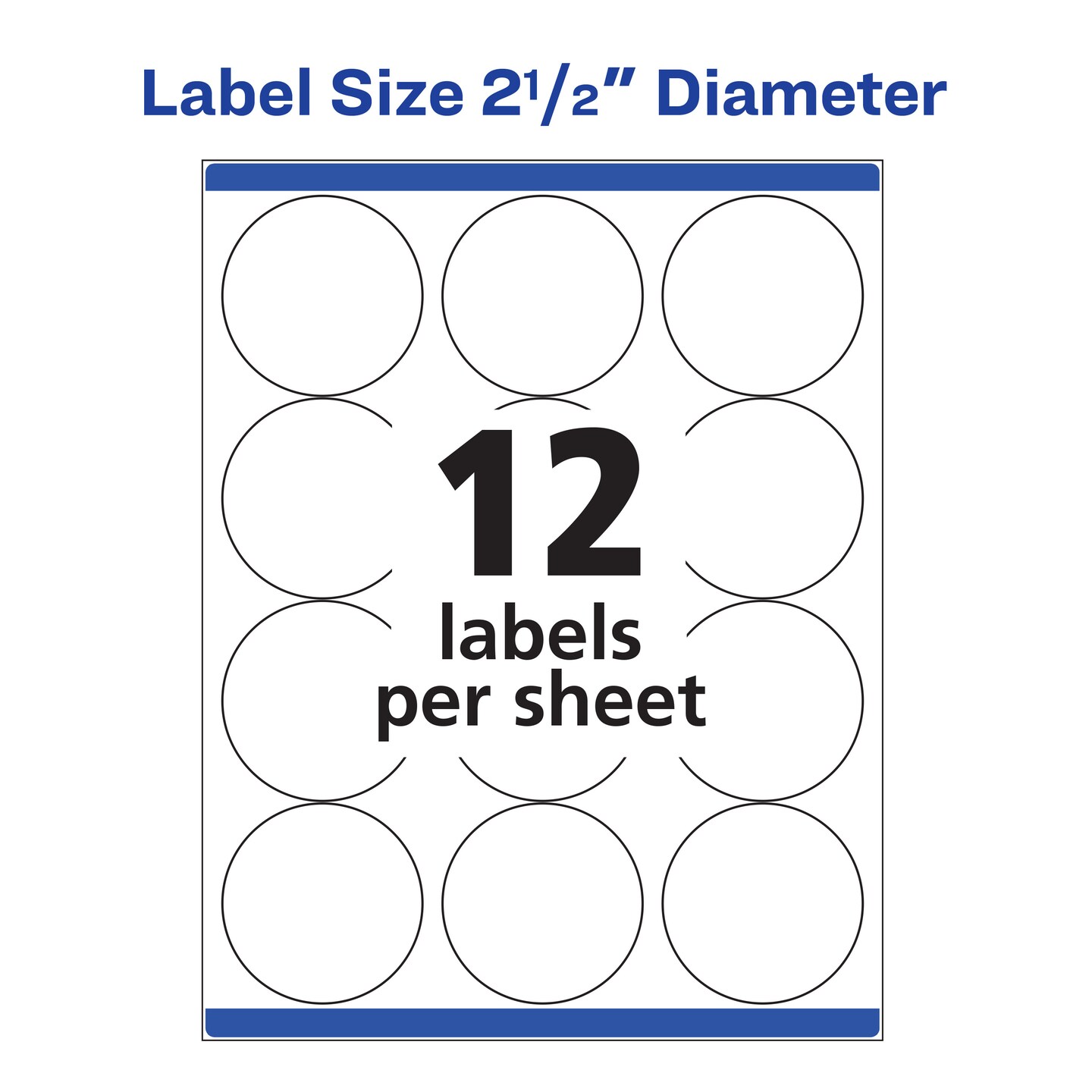 Avery Round Printable Labels, 2.5" Diameter, Matte White, Sure Feed Technology, Laser & Inkjet Compatible, 300 Blank Labels Total (5294)