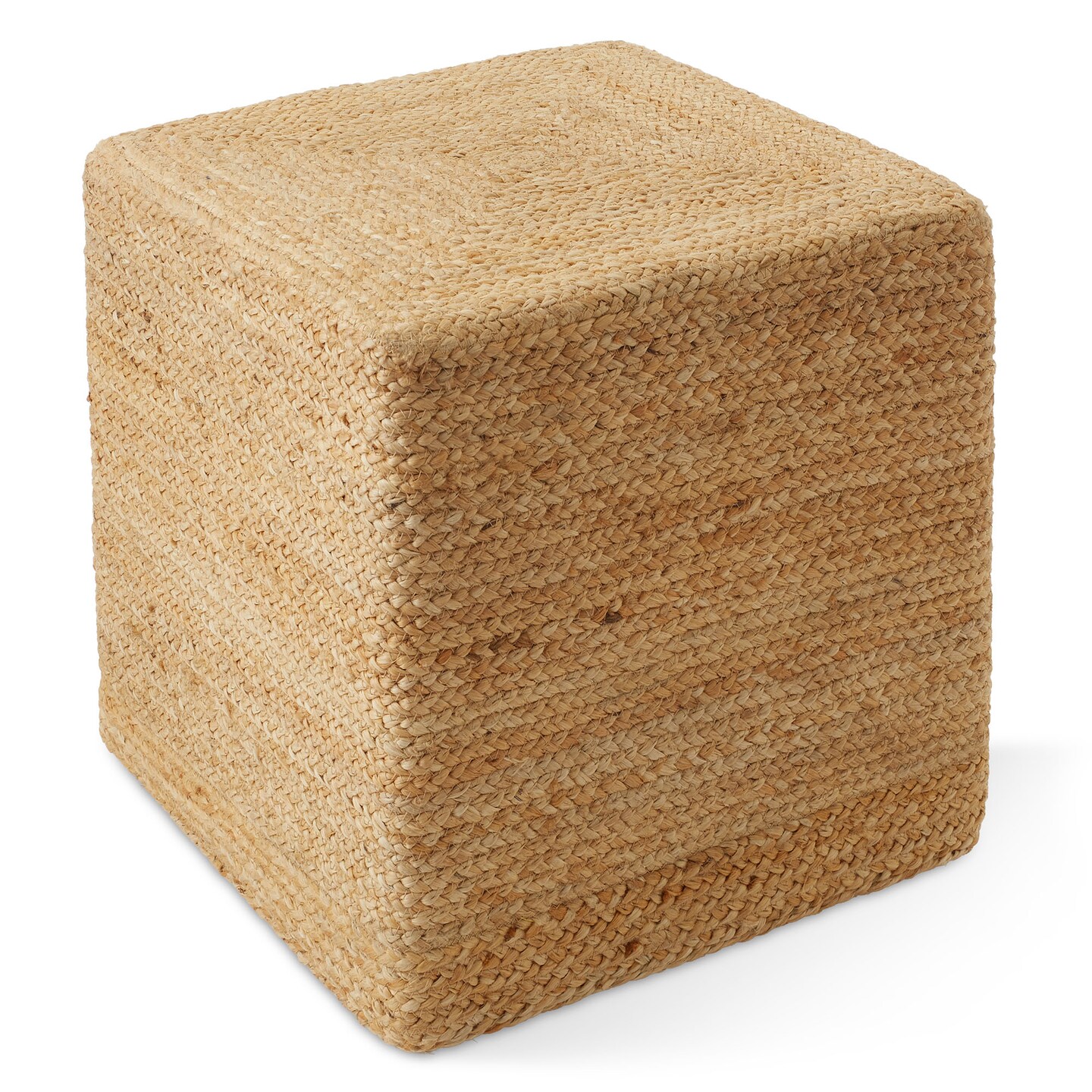 Casafield Hand-Braided Jute Pouf Ottoman Footrest, Natural Woven Boho Floor Cushion, Indoor Home Decor for Living Room, Bedroom, Entryway, Apartment