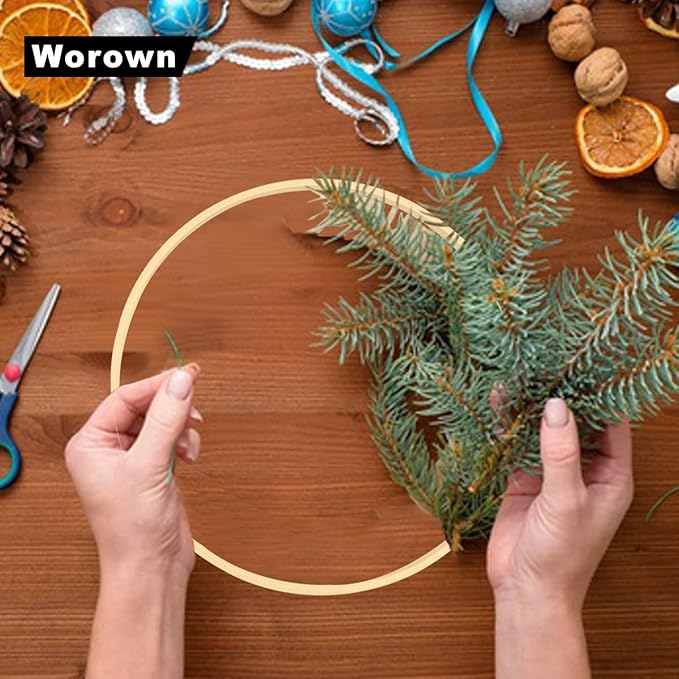 16 Pack Bamboo Floral Hoops, Multi-Size Wooden Wreath Rings for Making Wedding Decor and Wall Hanging Crafts (4, 5, 6, 7, 8, 9, 10 & 12 Inch)