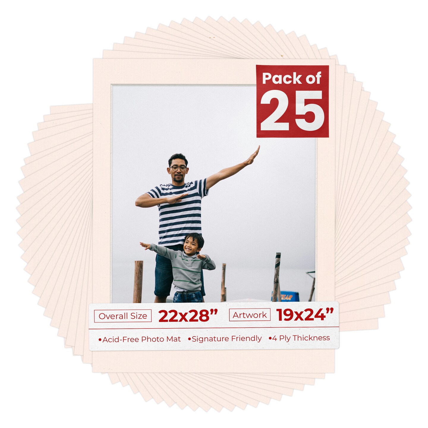 Oyster Bay Beige Mat Board for 22x28 Frames - Fits 19x24 Photos