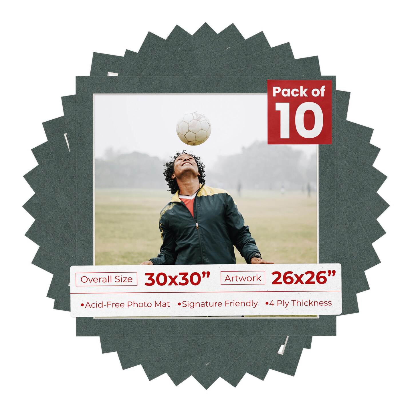 Dark Grey Suede Mat Board for 30x30 Frames - Fits 26x26 Photos