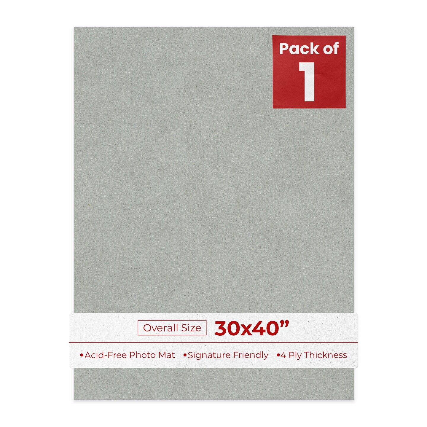Light Grey Suede 30x40 Uncut Mat Board - Blank Sheets, No Opening