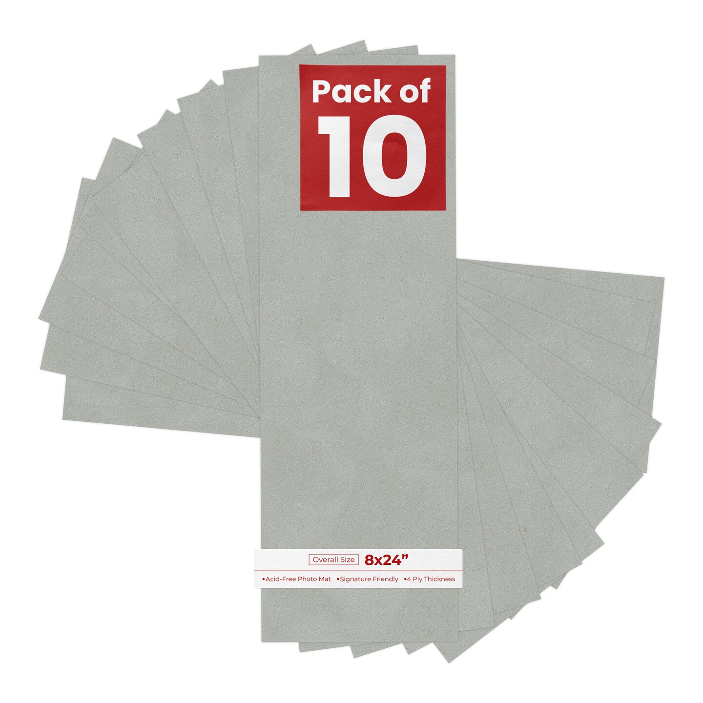 Light Grey Suede 8x24 Uncut Mat Board - Blank Sheets, No Opening