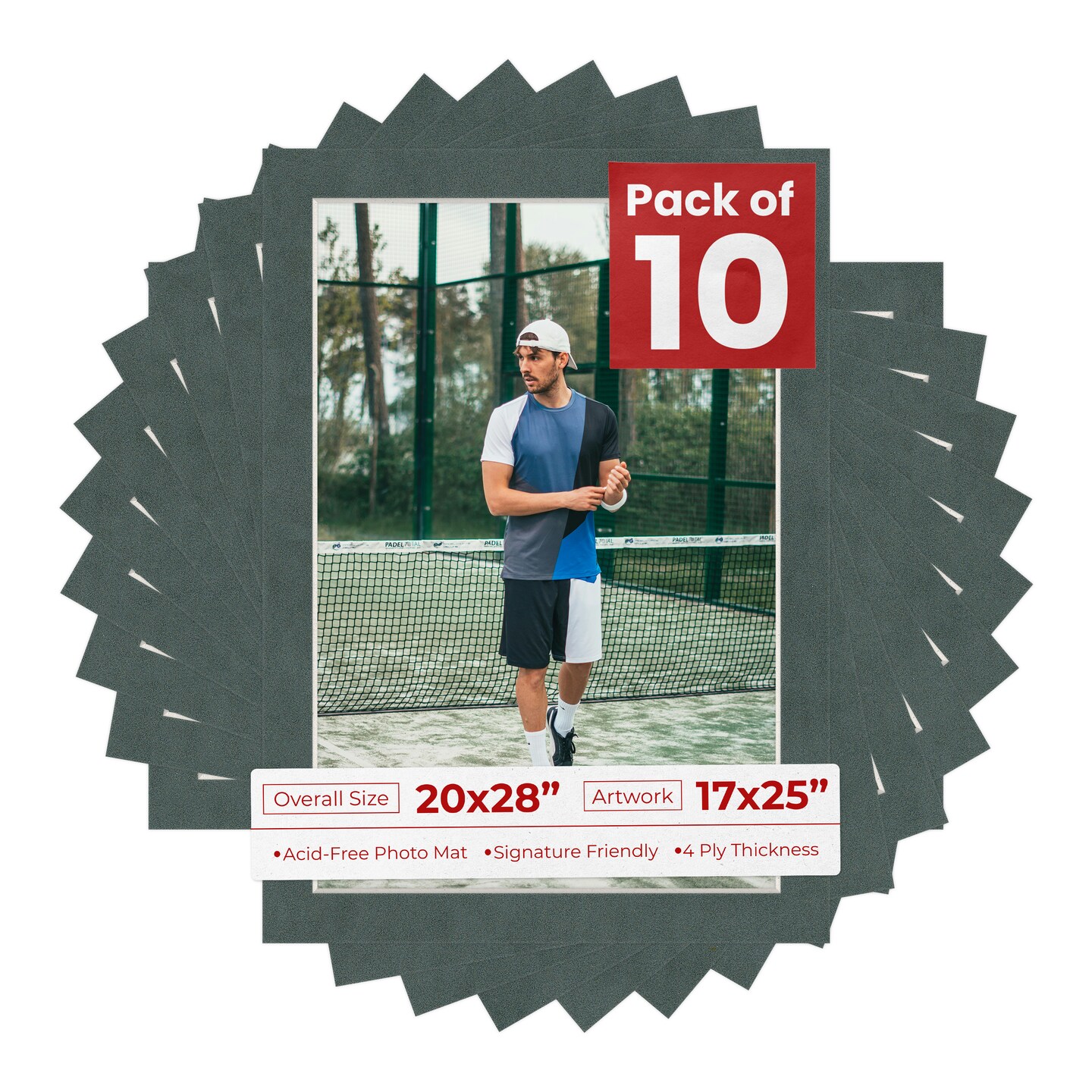Dark Grey Suede Mat Board for 20x28 Frames - Fits 17x25 Photos