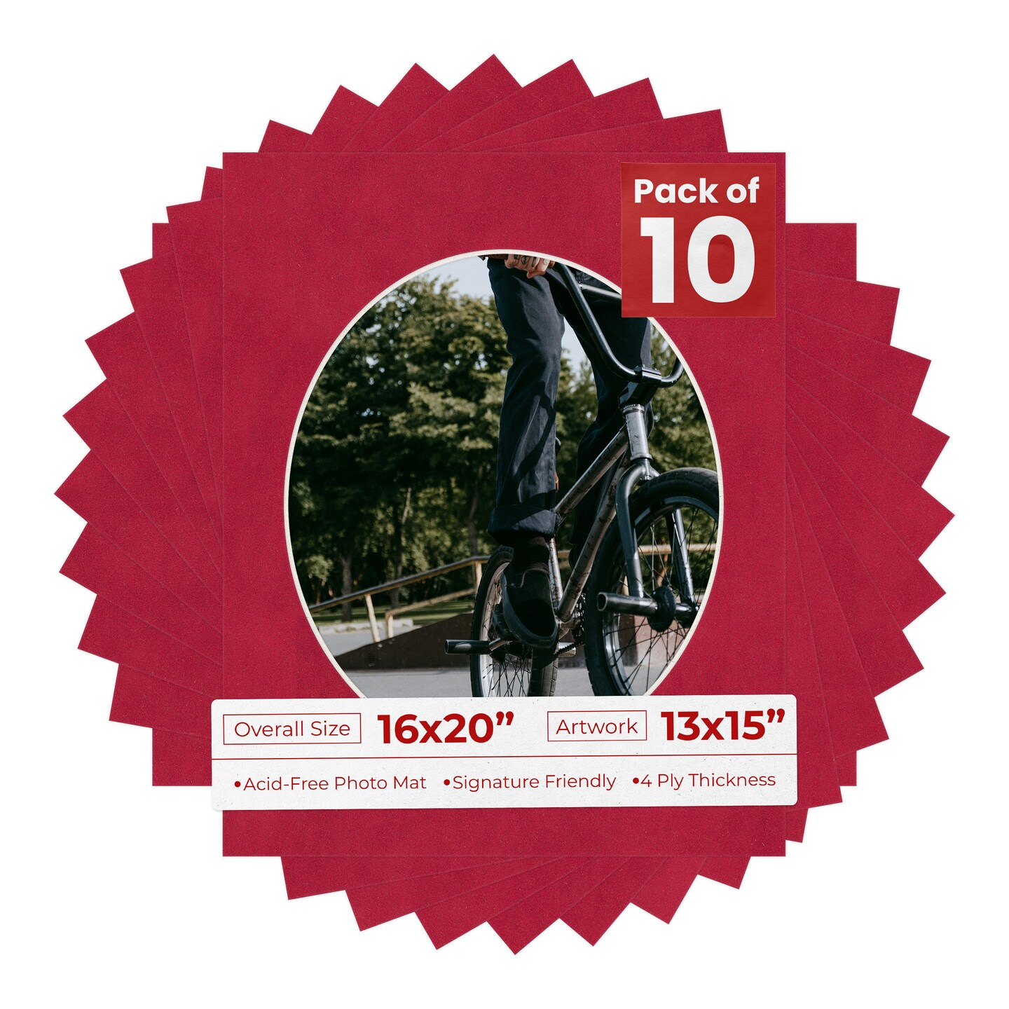 Red Suede Mat Board for 16x20 Frames - Oval Opening for 13x15 Photos