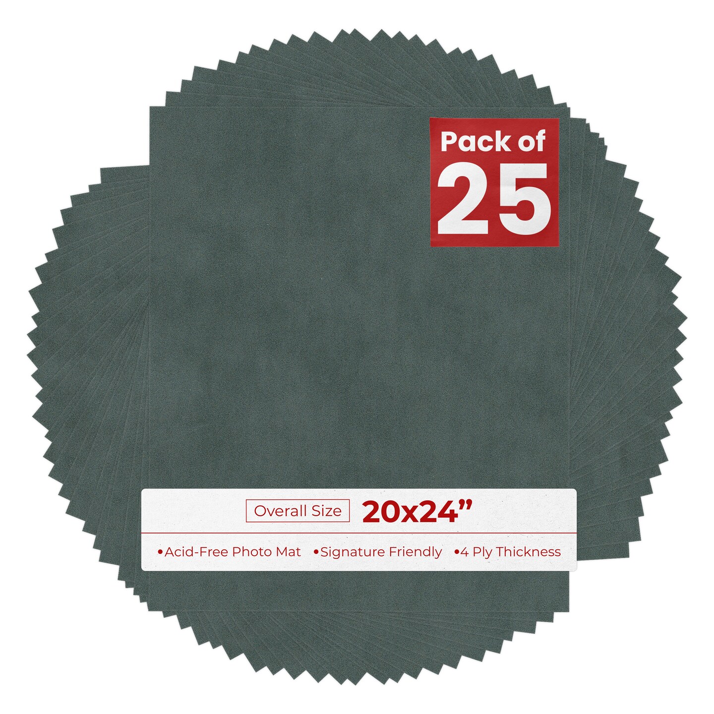 Dark Grey Suede 20x24 Uncut Mat Board - Blank Sheets, No Opening