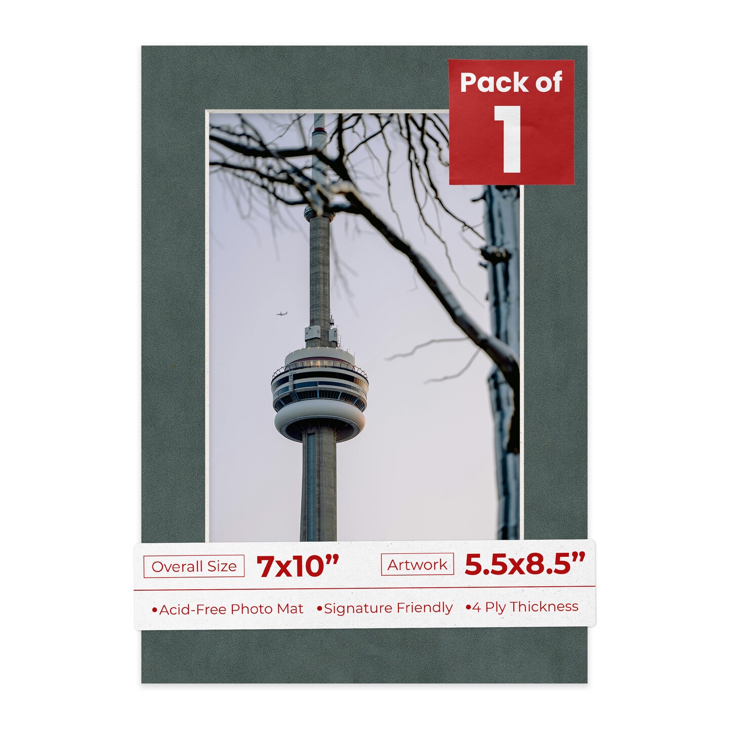 Dark Grey Suede Mat Board for 7x10 Frames - Fits 5.5x8.5 Photos