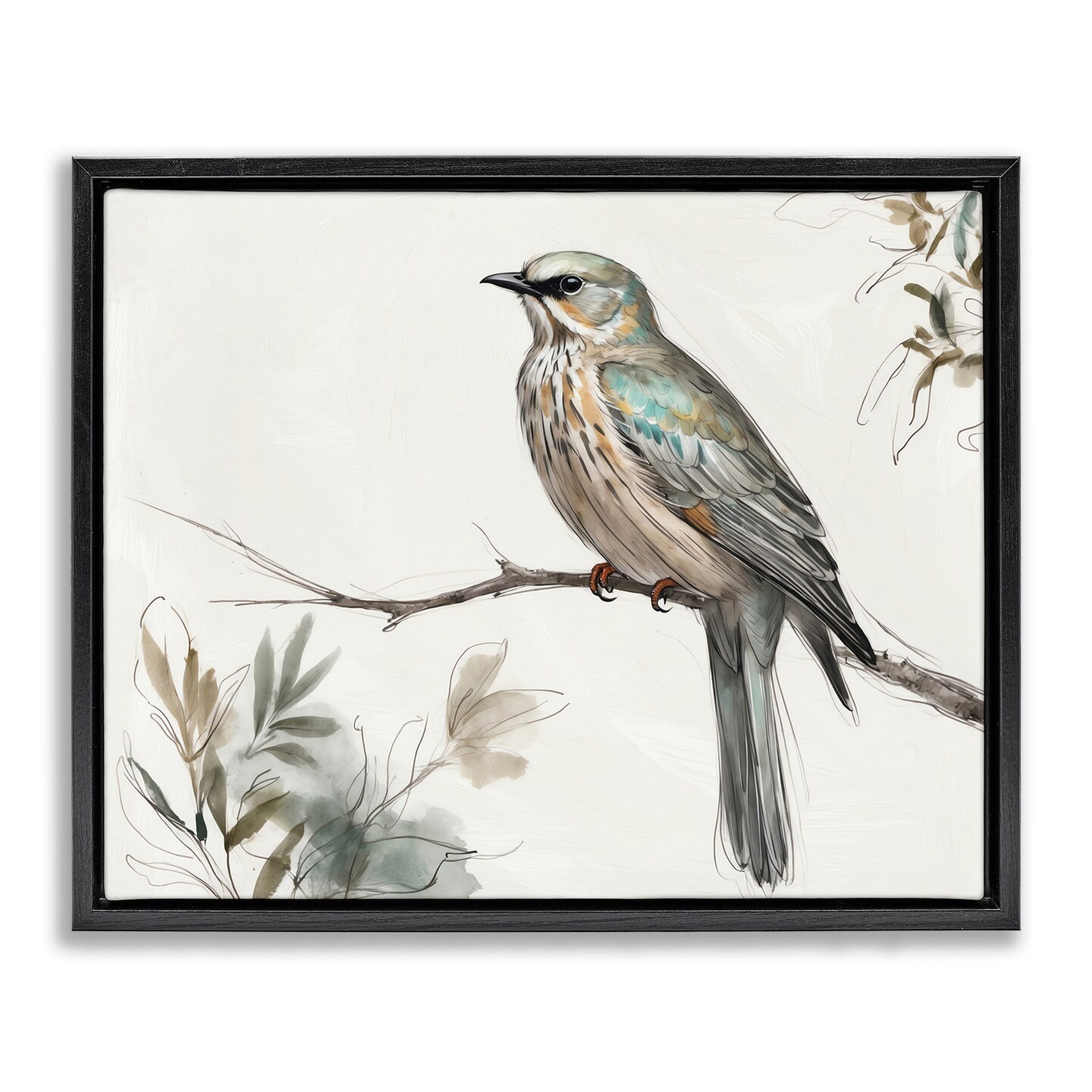 Stupell Industries Stoic Bird Wildlife Study Floating Frame Design by LSR Creative Studio