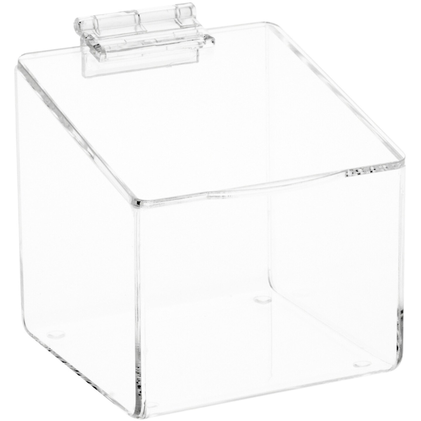 Plymor Clear Acrylic Display Case Box With Angled Top &#x26; Hinged Lid, 4&#x22; x 4&#x22; x 4&#x22;