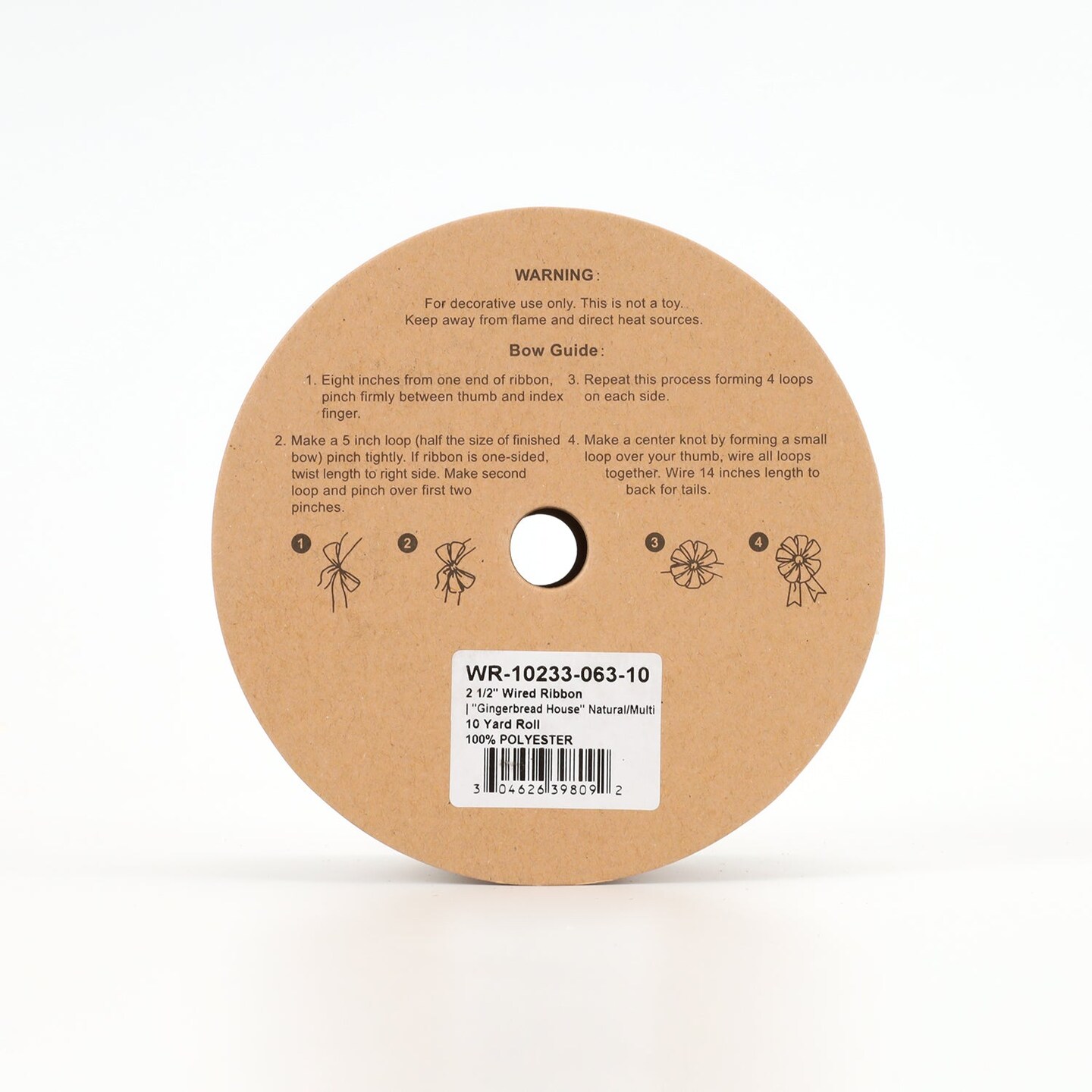 LaRibbons 2 1/2&#x22; Wired Ribbon | &#x22;Gingerbread House&#x22; Natural/Multi | 10 Yard Roll