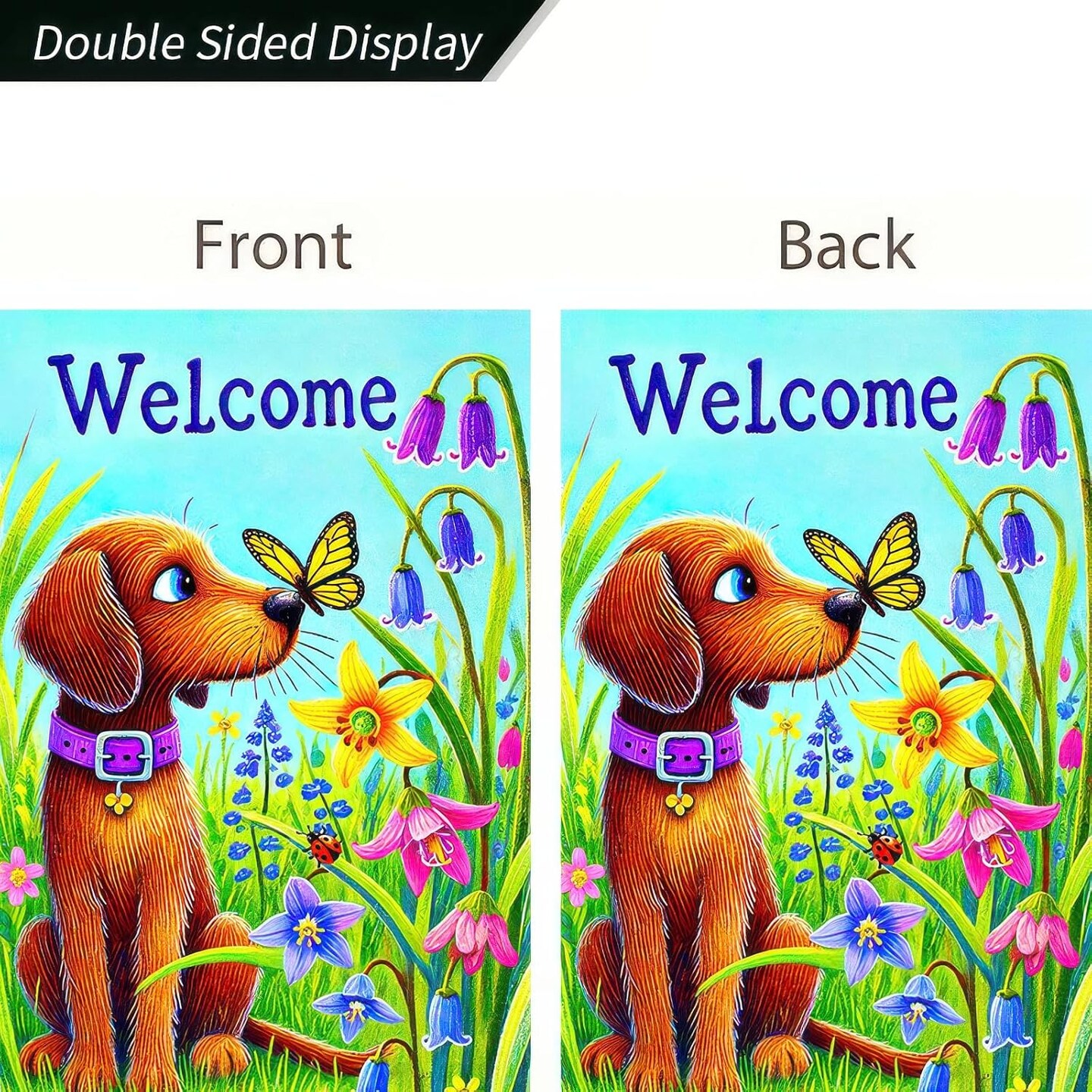 Summer Garden Flags 12x18 Double Sided Welcome Flower Dachshund Dog Garden Flag Yard Decorations Outdoor Decor Small Outdoor Welcome Flags for Outside Garden